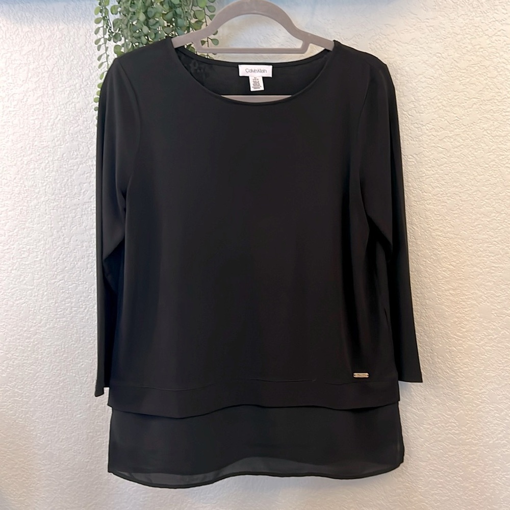 Calvin Klein Forest Green Long Sleeve Tunic Top Size S
